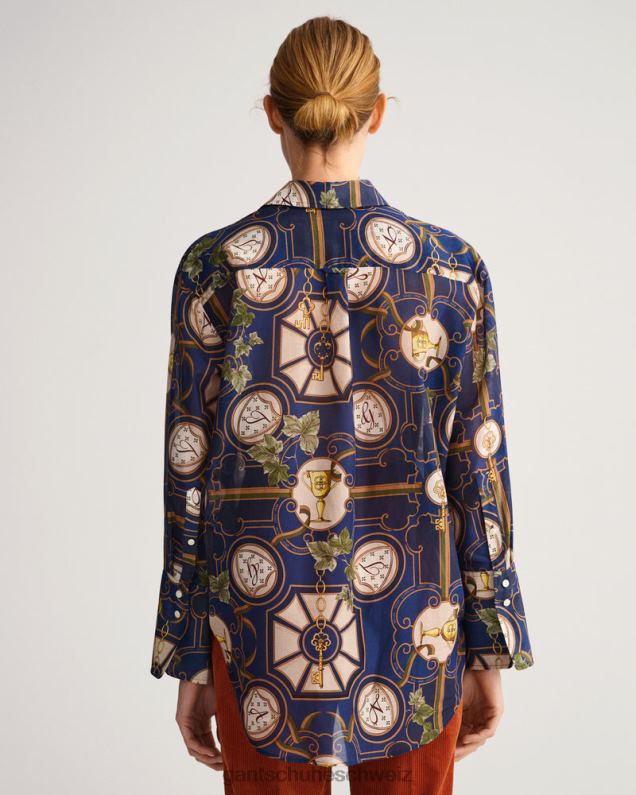 Frauen American-Luxe-Hemd aus Baumwollseide mit entspannter Passform 0LP6X586 GANT Abendblau