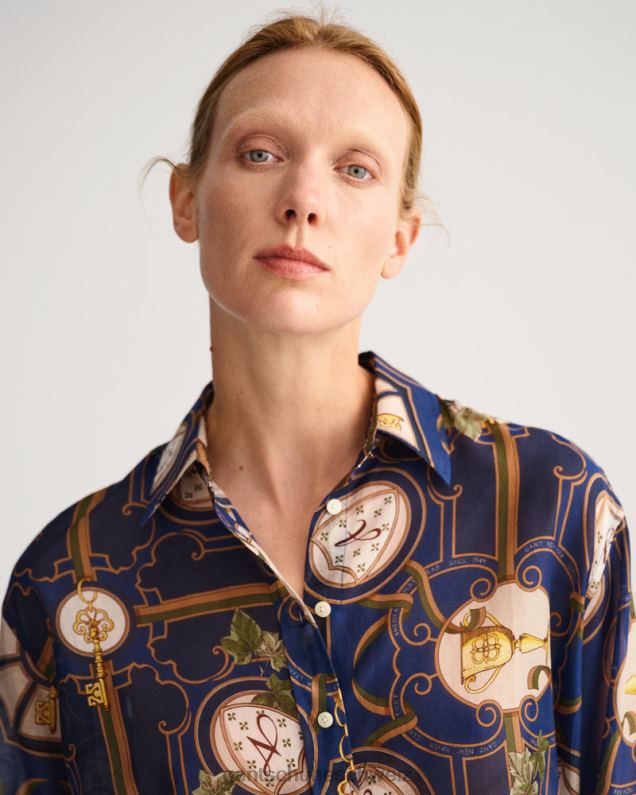 Frauen American-Luxe-Hemd aus Baumwollseide mit entspannter Passform 0LP6X586 GANT Abendblau