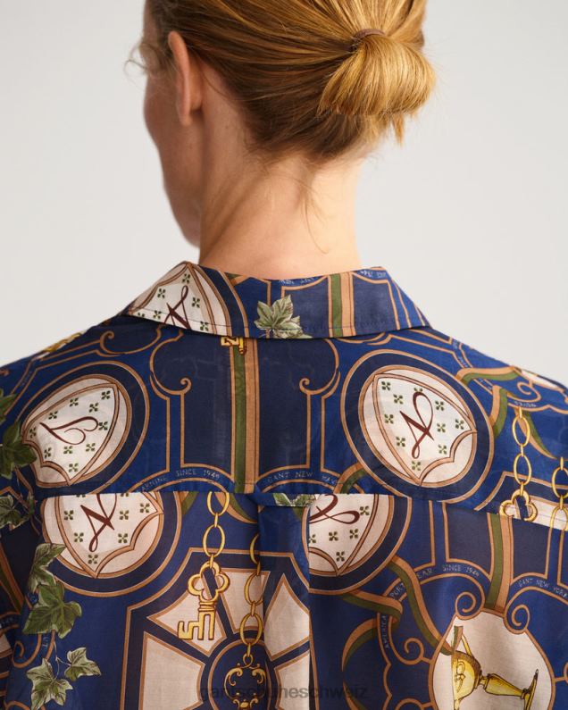 Frauen American-Luxe-Hemd aus Baumwollseide mit entspannter Passform 0LP6X586 GANT Abendblau