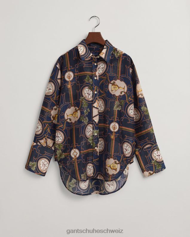 Frauen American-Luxe-Hemd aus Baumwollseide mit entspannter Passform 0LP6X586 GANT Abendblau