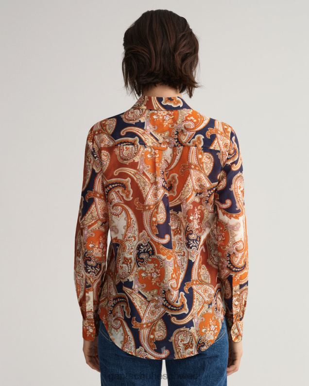 Frauen Normal geschnittenes Paisley-Hemd aus Baumwollseide 0LP6X580 GANT goldorange