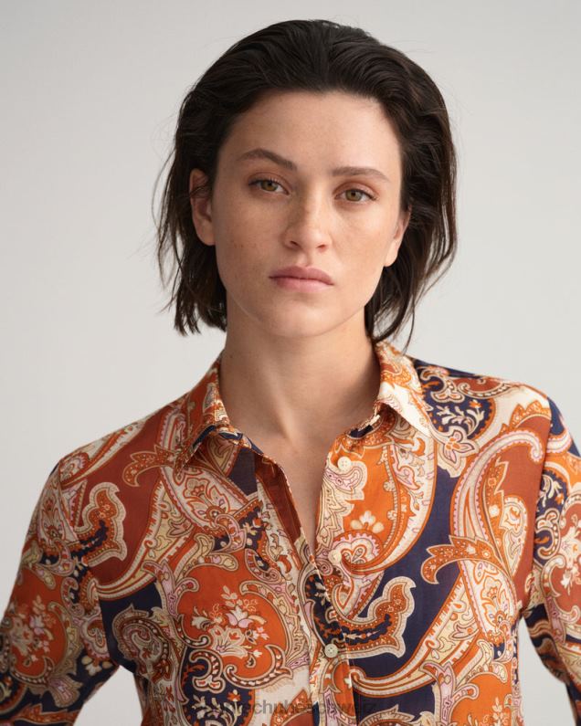 Frauen Normal geschnittenes Paisley-Hemd aus Baumwollseide 0LP6X580 GANT goldorange