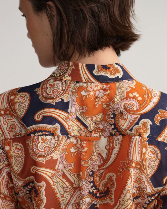 Frauen Normal geschnittenes Paisley-Hemd aus Baumwollseide 0LP6X580 GANT goldorange