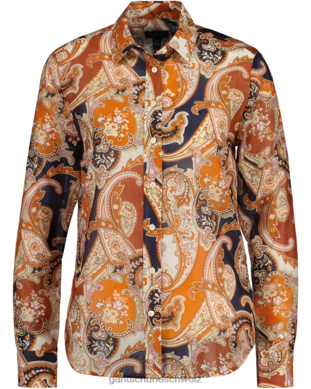 Frauen Normal geschnittenes Paisley-Hemd aus Baumwollseide 0LP6X580 GANT goldorange