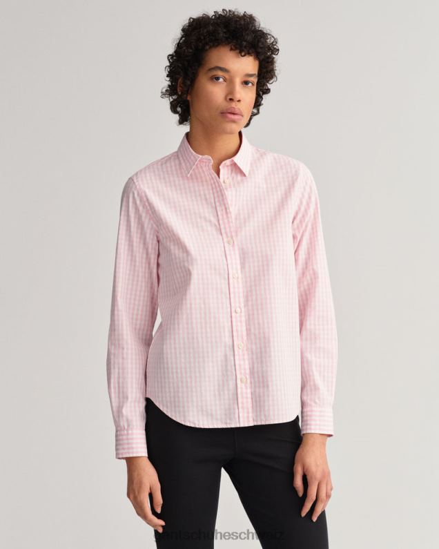 Frauen Regular-Fit-Hemd aus Wollstoff mit Gingham-Karomuster 0LP6X592 GANT adrettes Rosa