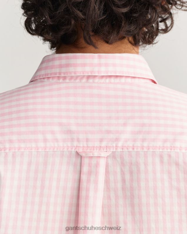 Frauen Regular-Fit-Hemd aus Wollstoff mit Gingham-Karomuster 0LP6X592 GANT adrettes Rosa