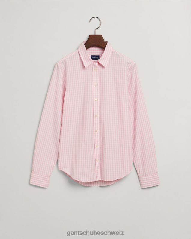 Frauen Regular-Fit-Hemd aus Wollstoff mit Gingham-Karomuster 0LP6X592 GANT adrettes Rosa