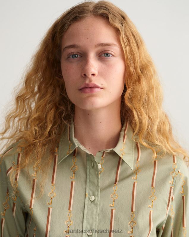 Frauen Regular-Fit-Hemd aus amerikanischem Luxus-Baumwoll-Voile 0LP6X583 GANT porzellangrün