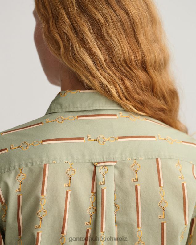 Frauen Regular-Fit-Hemd aus amerikanischem Luxus-Baumwoll-Voile 0LP6X583 GANT porzellangrün