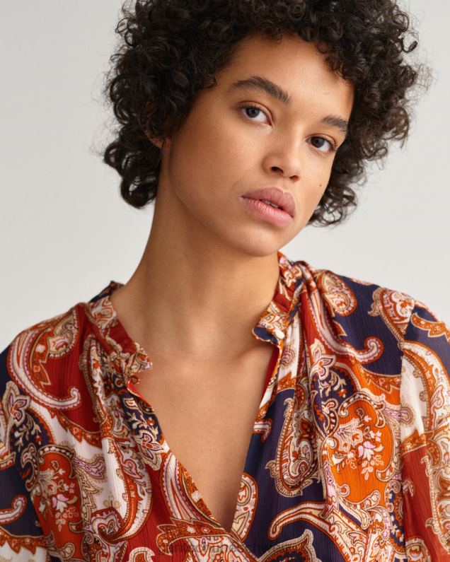 Frauen Maxikleid mit Paisley-Volant 0LP6X644 GANT goldorange