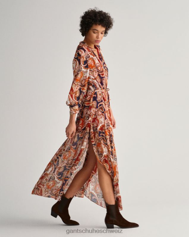 Frauen Maxikleid mit Paisley-Volant 0LP6X644 GANT goldorange