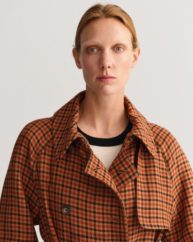 Frauen Karierter Trenchcoat 0LP6X763 GANT goldorange