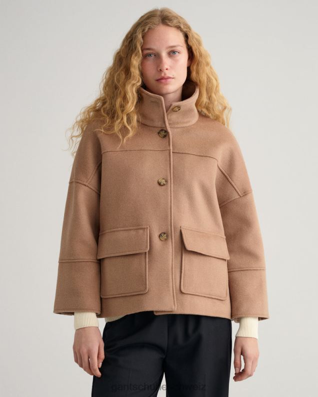 Frauen Kurze Jacke aus Wollmischung 0LP6X755 GANT warmes Khaki