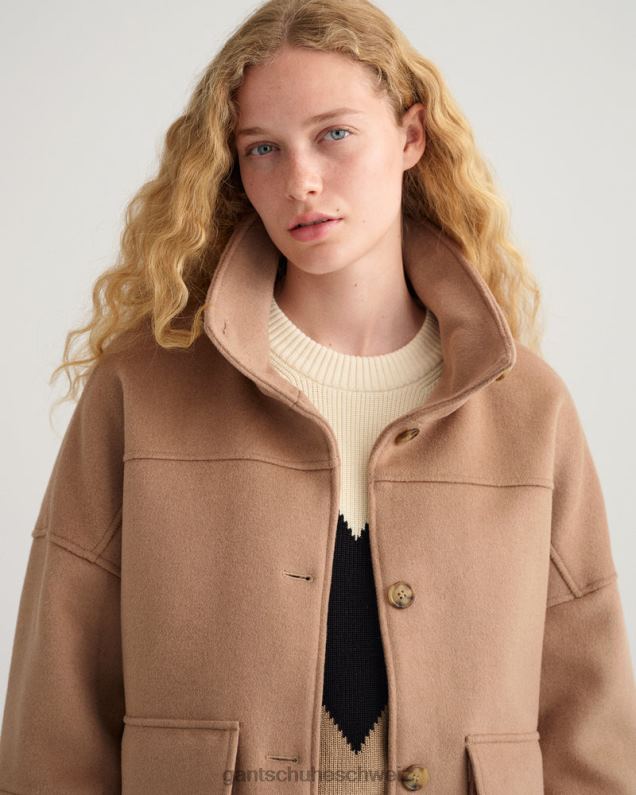 Frauen Kurze Jacke aus Wollmischung 0LP6X755 GANT warmes Khaki