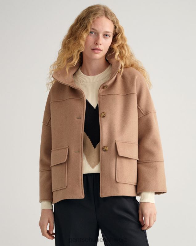 Frauen Kurze Jacke aus Wollmischung 0LP6X755 GANT warmes Khaki