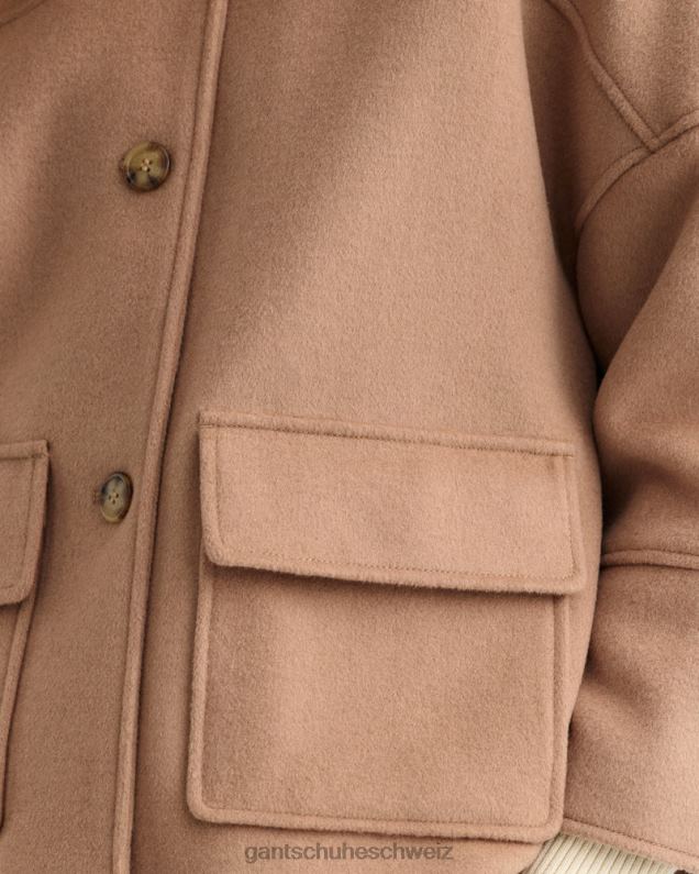 Frauen Kurze Jacke aus Wollmischung 0LP6X755 GANT warmes Khaki