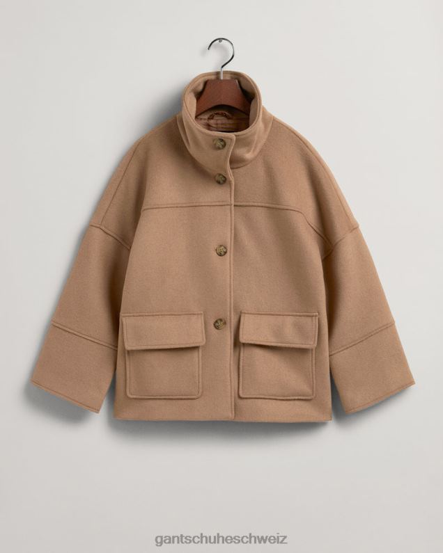 Frauen Kurze Jacke aus Wollmischung 0LP6X755 GANT warmes Khaki