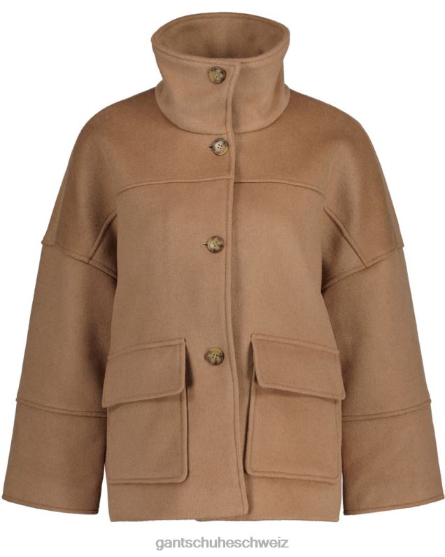 Frauen Kurze Jacke aus Wollmischung 0LP6X755 GANT warmes Khaki