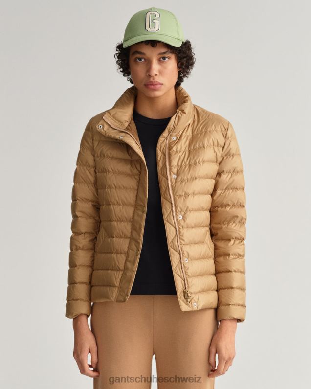 Frauen leichte Daunenjacke 0LP6X760 GANT warmes Khaki
