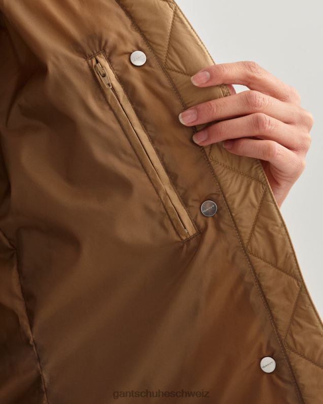 Frauen leichte Daunenjacke 0LP6X760 GANT warmes Khaki