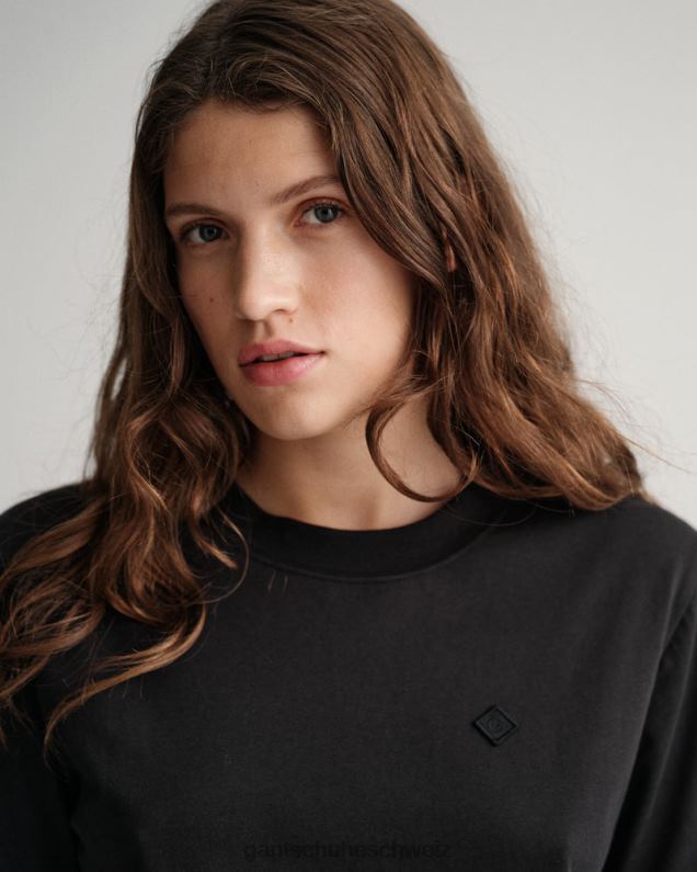 Frauen Icon G Essential T-Shirt 0LP6X606 GANT Ebenholzschwarz