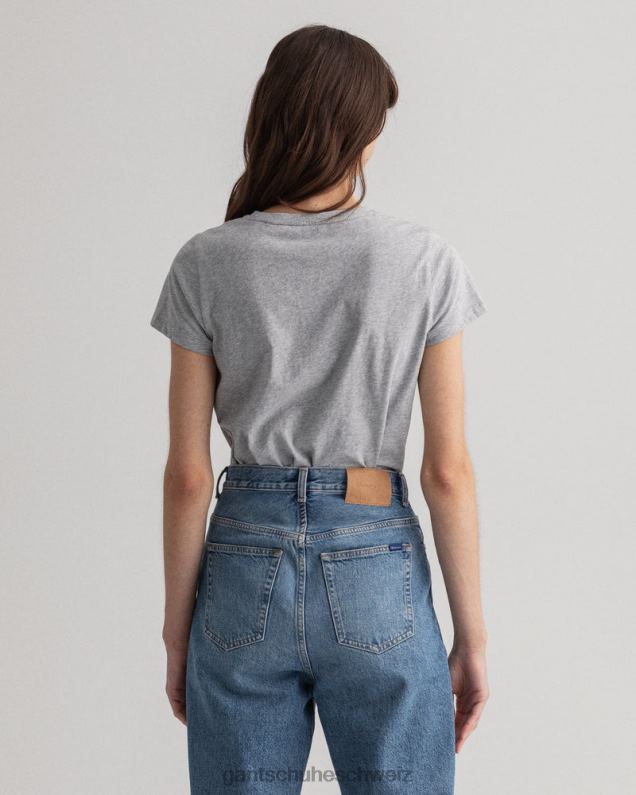 Frauen Logo-T-Shirt 0LP6X640 GANT graue Melange