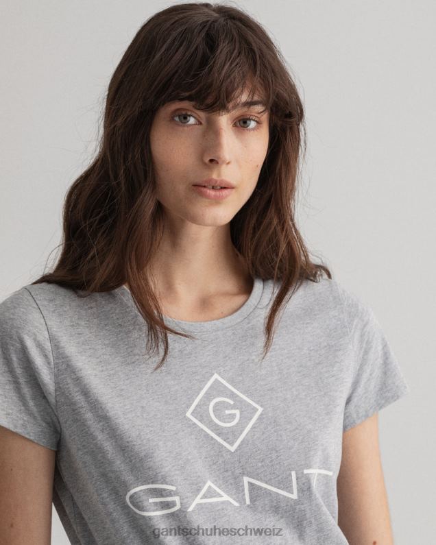 Frauen Logo-T-Shirt 0LP6X640 GANT graue Melange