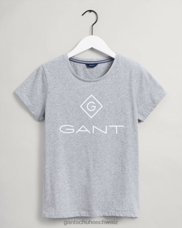Frauen Logo-T-Shirt 0LP6X640 GANT graue Melange