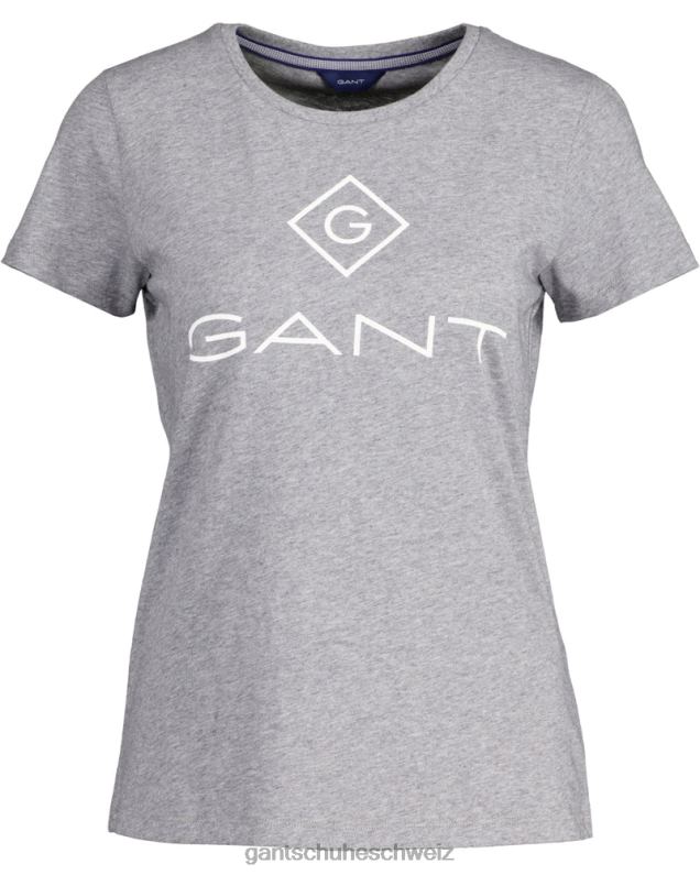 Frauen Logo-T-Shirt 0LP6X640 GANT graue Melange