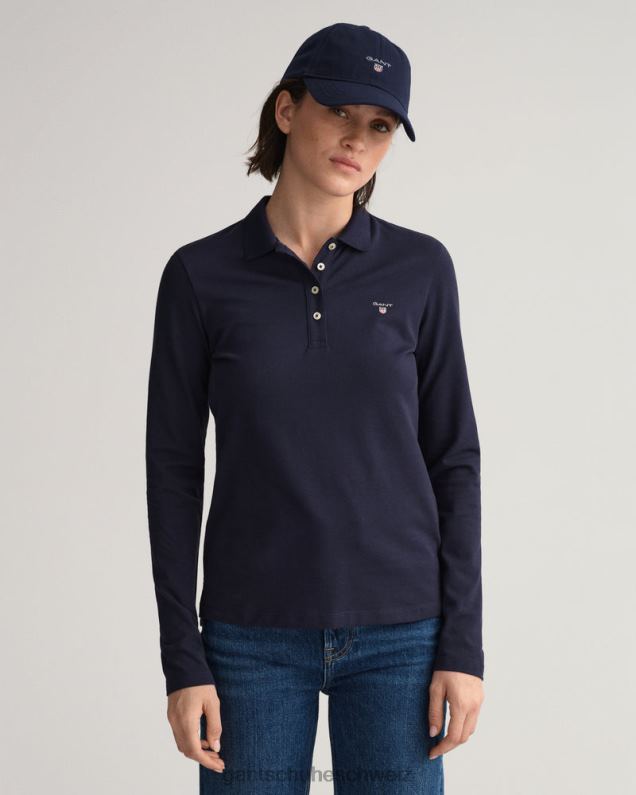 Frauen Original langärmliges Piqué-Poloshirt 0LP6X629 GANT Abendblau