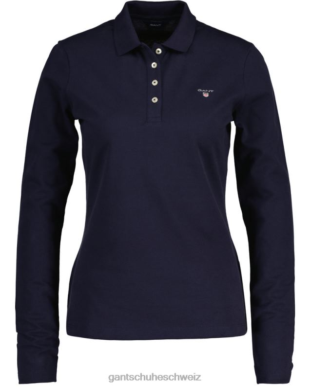 Frauen Original langärmliges Piqué-Poloshirt 0LP6X629 GANT Abendblau