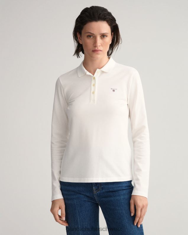 Frauen Original langärmliges Piqué-Poloshirt 0LP6X630 GANT Weiß