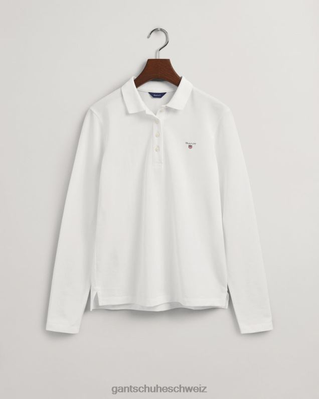 Frauen Original langärmliges Piqué-Poloshirt 0LP6X630 GANT Weiß