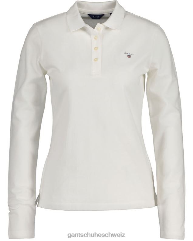 Frauen Original langärmliges Piqué-Poloshirt 0LP6X630 GANT Weiß