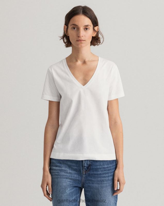 Frauen Originales T-Shirt mit V-Ausschnitt 0LP6X614 GANT Weiß