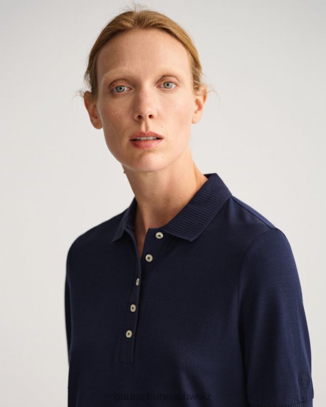 Frauen Piqué-Poloshirt mit Detailkragen 0LP6X602 GANT Abendblau