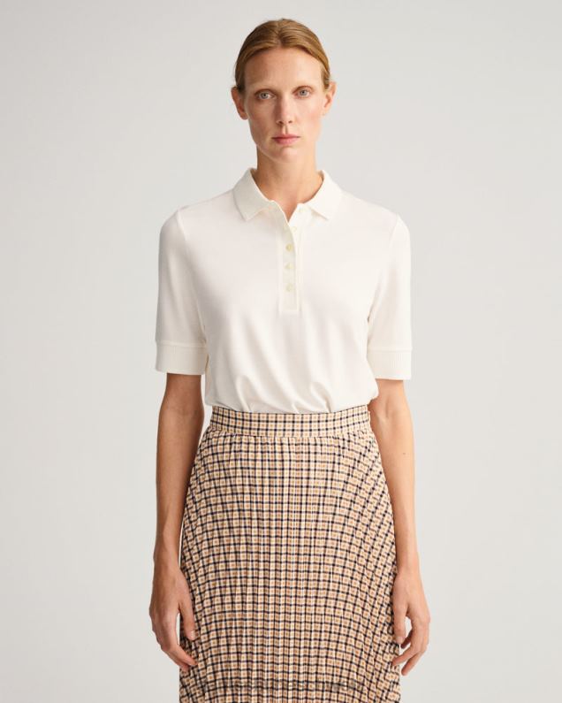 Frauen Piqué-Poloshirt mit Detailkragen 0LP6X605 GANT Eierschale
