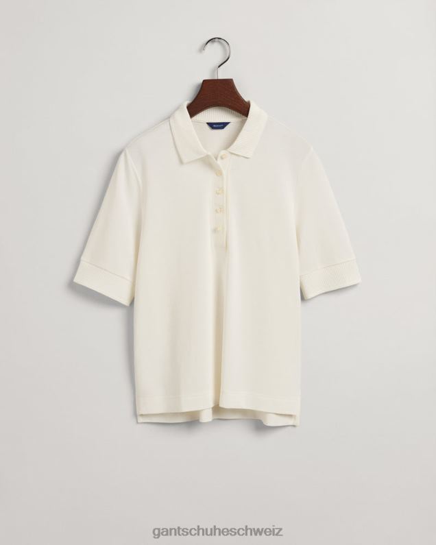 Frauen Piqué-Poloshirt mit Detailkragen 0LP6X605 GANT Eierschale