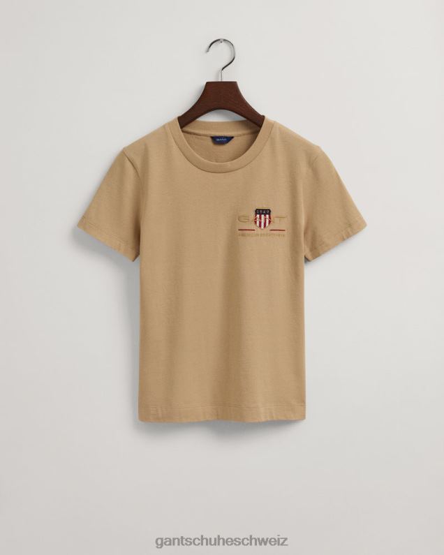 Frauen T-Shirt mit Archivschild 0LP6X608 GANT Haselholzbeige