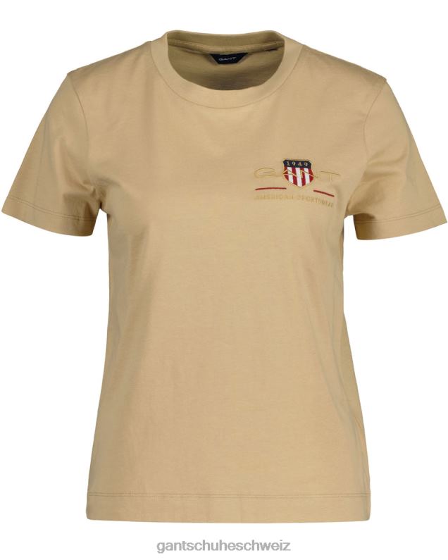 Frauen T-Shirt mit Archivschild 0LP6X608 GANT Haselholzbeige