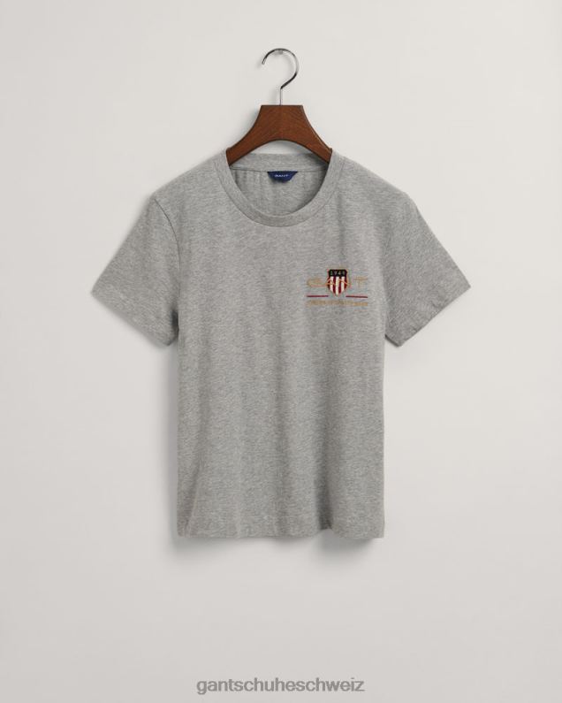 Frauen T-Shirt mit Archivschild 0LP6X613 GANT graue Melange