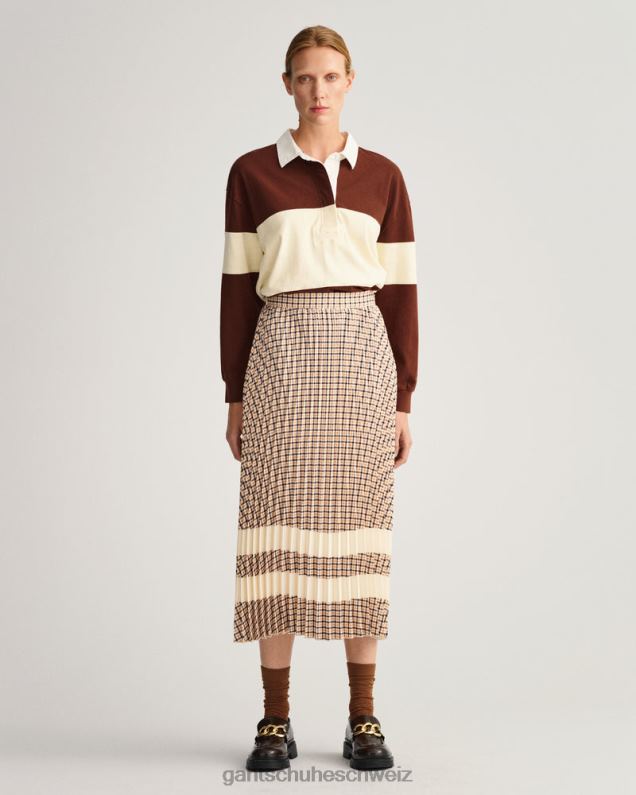 Frauen Karierter Faltenrock 0LP6X651 GANT Toffeebeige