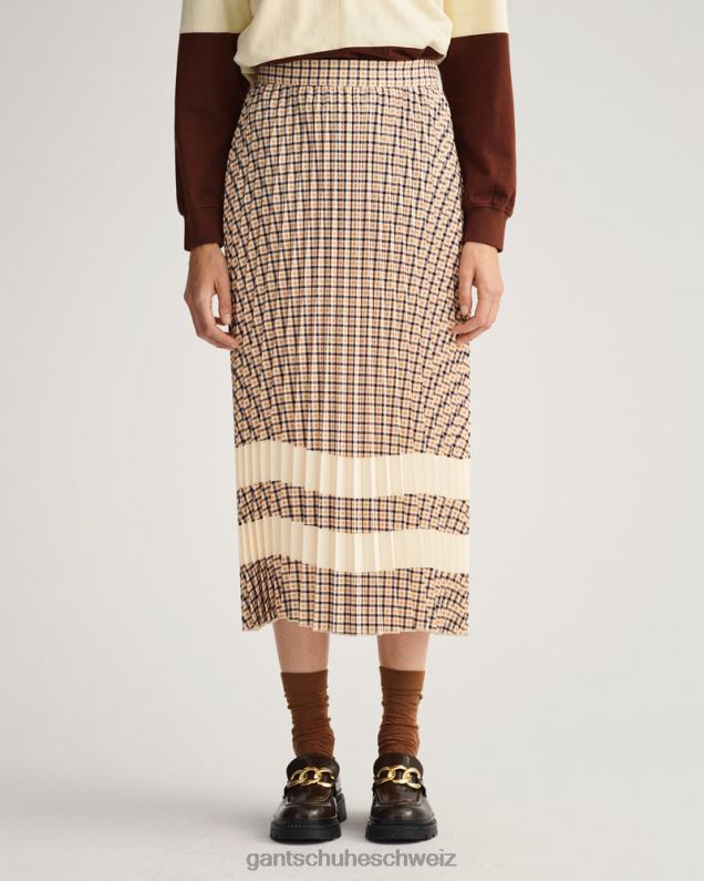 Frauen Karierter Faltenrock 0LP6X651 GANT Toffeebeige