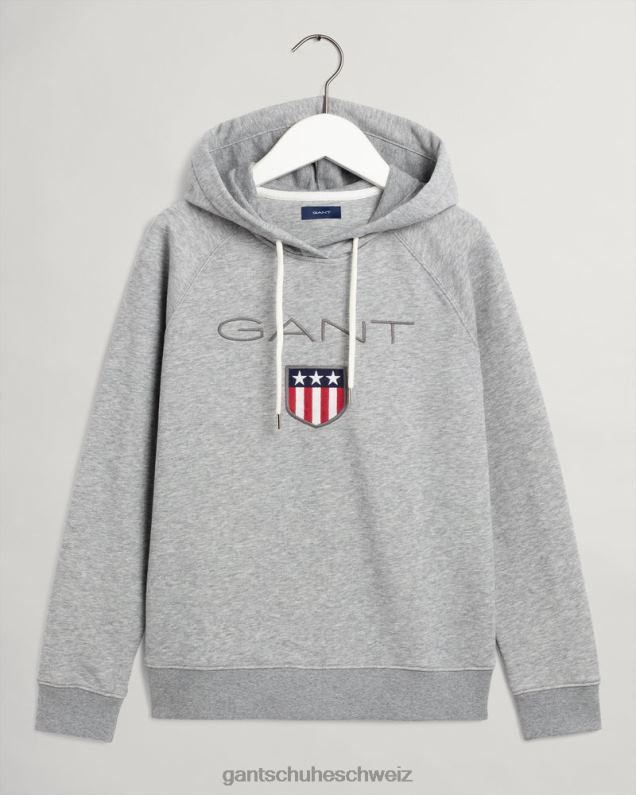 Frauen Damen Shield Sweat Kapuzenpullover 0LP6X730 GANT graue Melange