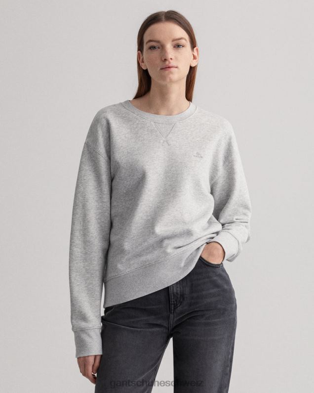 Frauen Originelles Sweatshirt mit Rundhalsausschnitt 0LP6X737 GANT hellgrau meliert