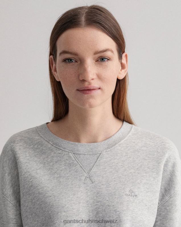 Frauen Originelles Sweatshirt mit Rundhalsausschnitt 0LP6X737 GANT hellgrau meliert