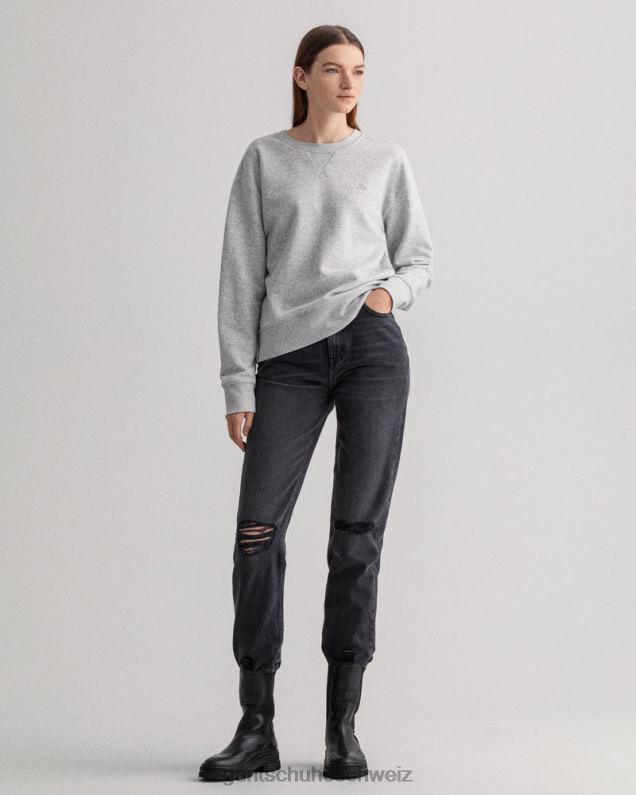 Frauen Originelles Sweatshirt mit Rundhalsausschnitt 0LP6X737 GANT hellgrau meliert