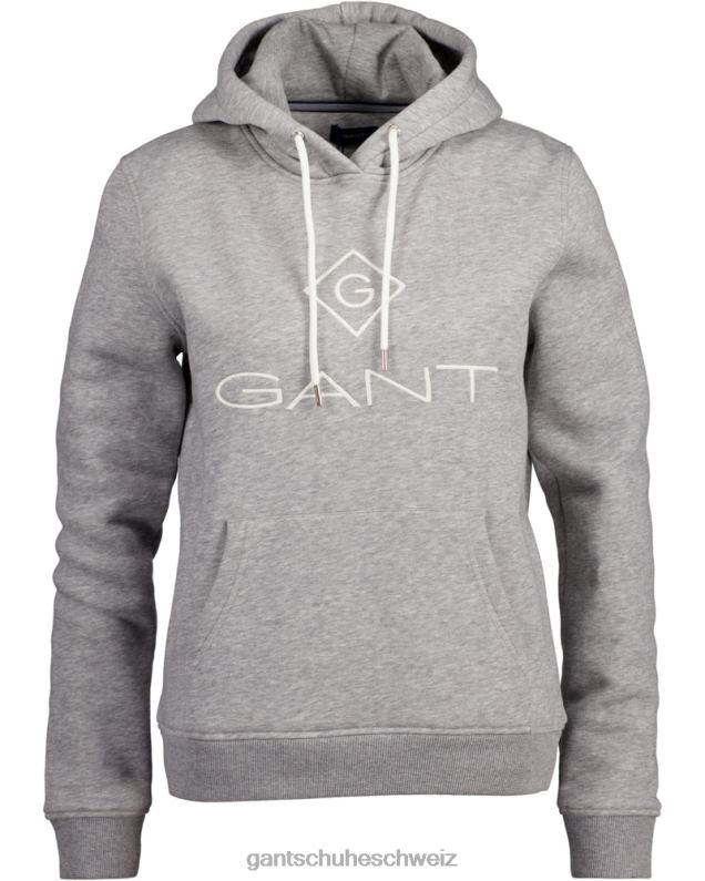 Frauen Sweatshirt-Kapuzenpullover mit Logo 0LP6X722 GANT graue Melange