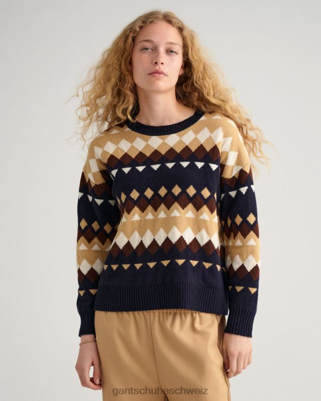 Frauen Fairisle-Pullover mit Rundhalsausschnitt 0LP6X655 GANT Abendblau