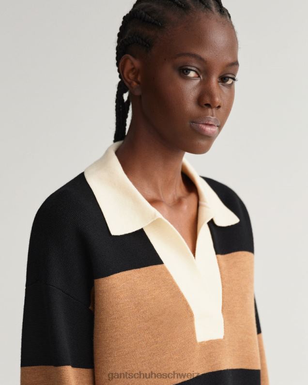 Frauen Gestreifter schwerer Rugger 0LP6X658 GANT geröstete Walnuss